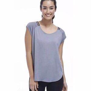 Women's L NWT Fabletics Phoenix Tee Gray Black White Oversized